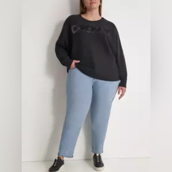 DKNY Plus Size Dolman Sleeve Sequin Logo Sweater (856) - Picture 14 of 14